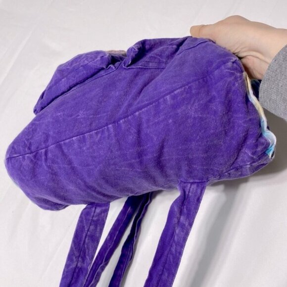 Handmade In Nepal Purple Cotton Boho Hippie Backpack W Razor Cut Accents - Picture 10 of 14